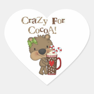 Girl Bear Crazy For Cocoa Heart Sticker