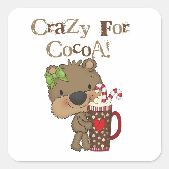 Girl Bear Crazy For Cocoa Square Sticker (Front)