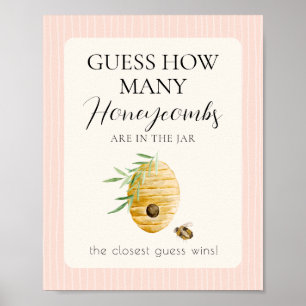 Girl Bee Baby Shower Guess How Many Pink Game Sign