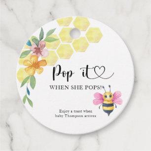 Girl Bee Pop it When she pops Favour Tags