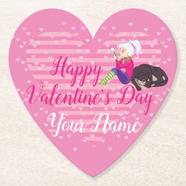 Girl Being in love  Paper Coaster (Front)