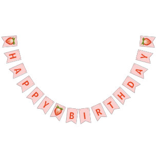 Girl berry baby first strawberry pink birthday bunting 