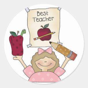 Girl Best Teacher Classic Round Sticker