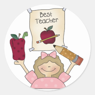 Girl Best Teacher Classic Round Sticker