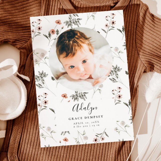 Girl Birth Announcement Card | Wildflower (Creator Uploaded)