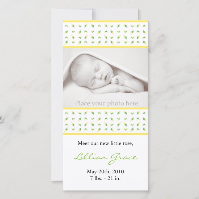 Girl Birth Announcement - Photo Card (Front)