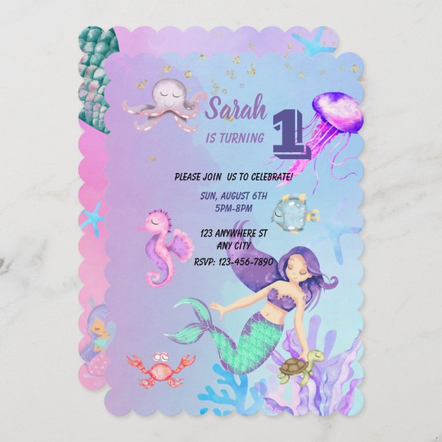Girl Birthday Invitations (Front/Back)