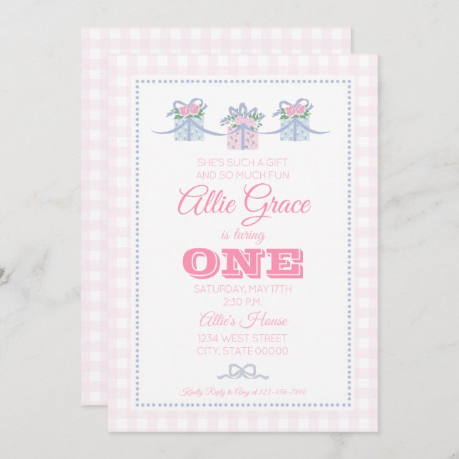 Girl Birthday Invitations - Every Day is a Gift (Front/Back)