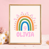 Girl Birthday Party Cute Rainbow Kids Custom Name