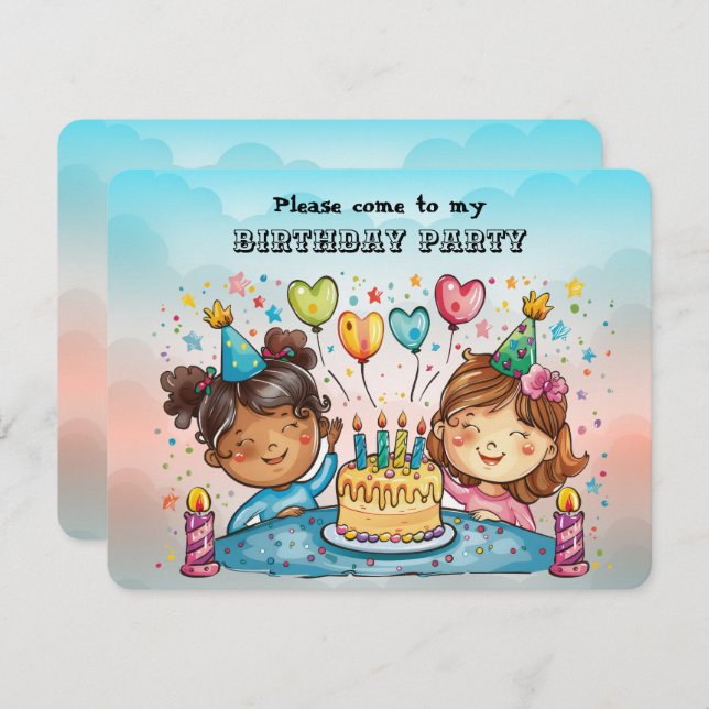 Girl Birthday Party Invitation (Front/Back)