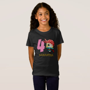 GIRL Birthday Party Pirate 4th Name  T-Shirt