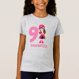 GIRL Birthday Party Pirate 9th Name T-Shirt