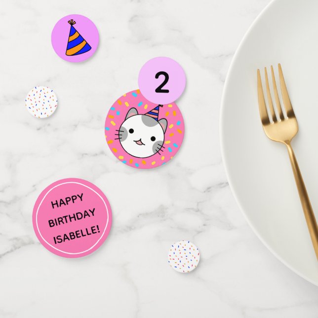 Girl Birthday Pink Cat Party Decoration Confetti (Group)