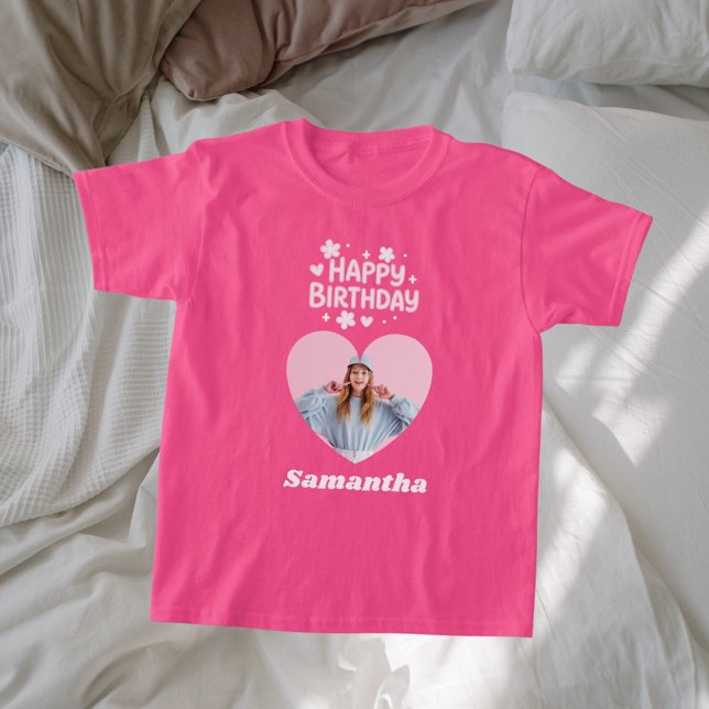 Girl birthday pink photo heart T-Shirt (Creator Uploaded)