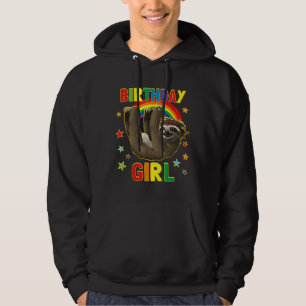 Girl Birthday Sloth B Day Party Kids Idea Sloth Hoodie