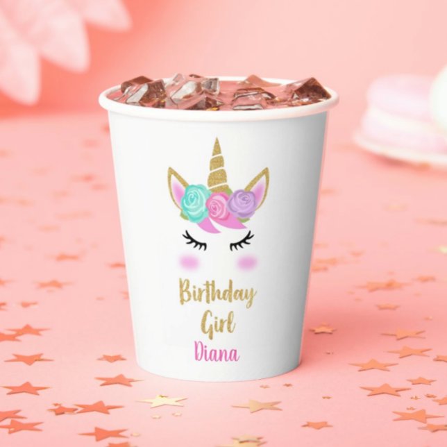 Girl birthday with unicorn paper cups (Creator Uploaded)