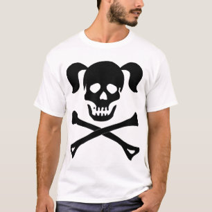 Girl Black Skull With Pigtails Light Colour Woman T-Shirt