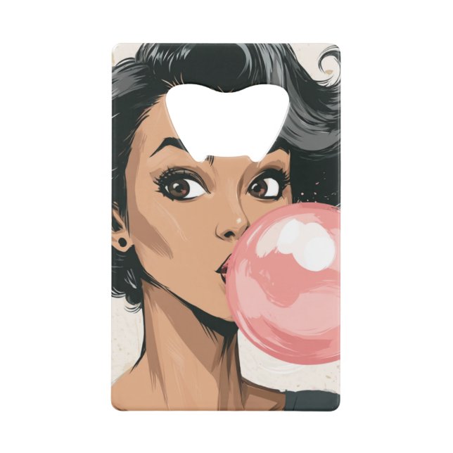 Girl Blowing Pink Bubble Gum Bubble Fun Cute (Front)