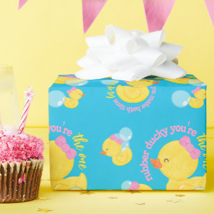 Girl Blue Rubber Ducky You're the One Party Wrapping Paper