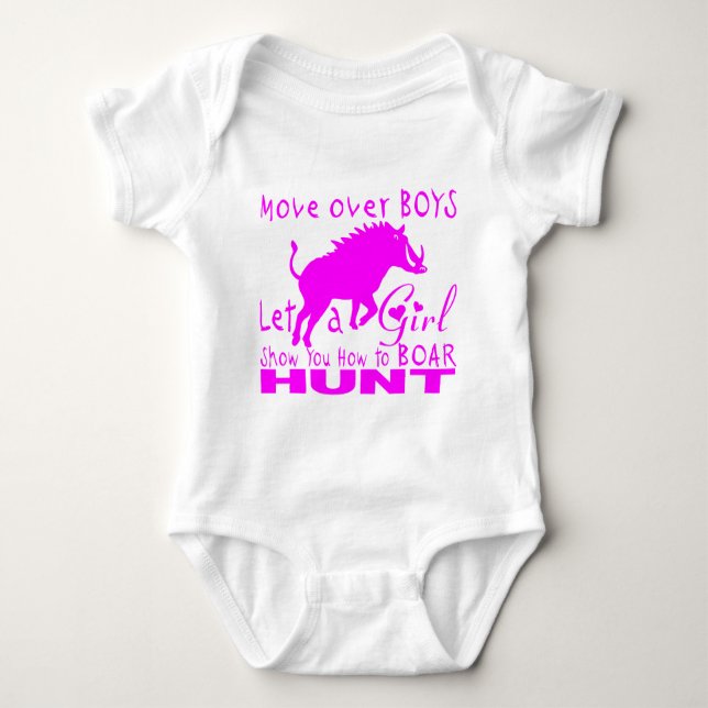 GIRL BOAR HUNTING BABY BODYSUIT (Front)