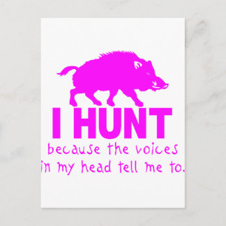 GIRL BOAR HUNTING POSTCARD