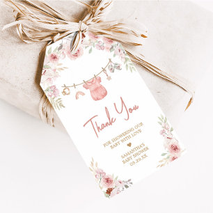 Girl Boho Clothesline Baby Shower Favour Tags