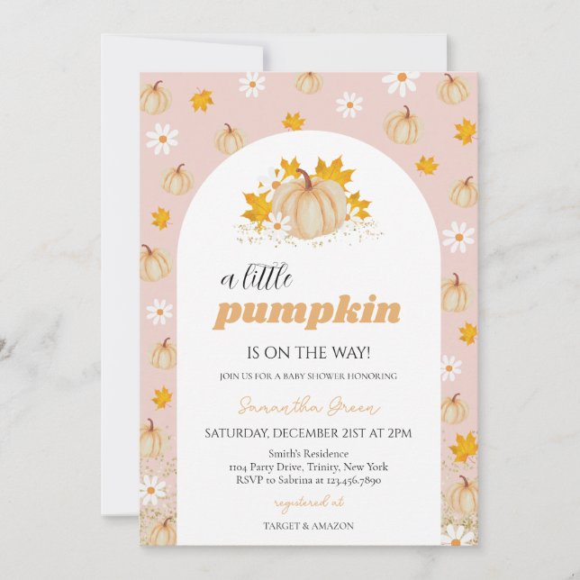 Girl Boho Pumpkin Baby Shower Invitation (Front)