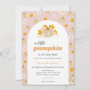 Girl Boho Pumpkin Baby Shower Invitation