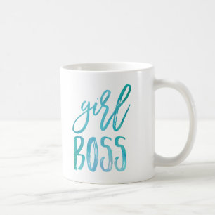 Girl Boss   Aqua Watercolor Coffee Mug