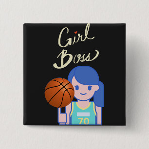 Girl Boss Basketball   15 Cm Square Badge