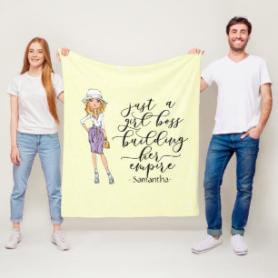 Girl Boss Blonde Lady Yellow Fleece Blanket