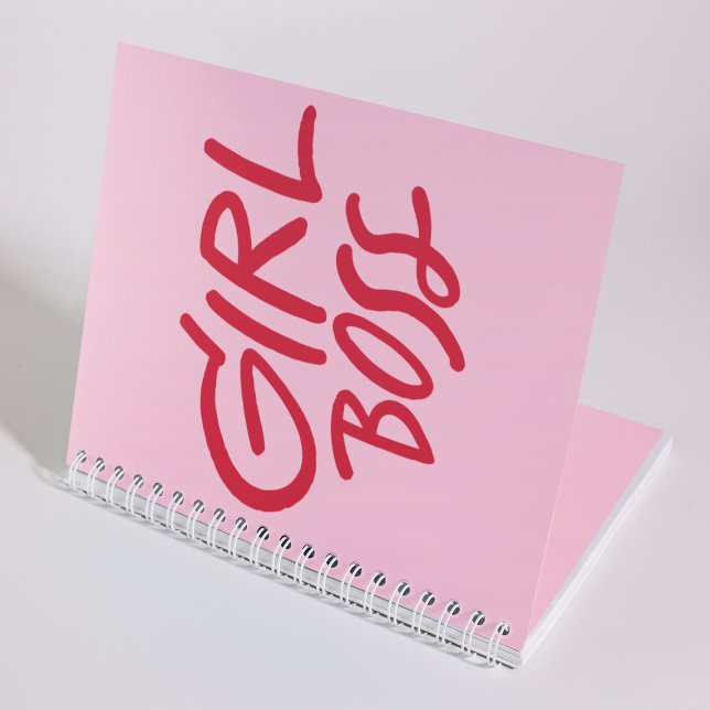 Girl Boss Bold Typography Red & Pink Feminine Notebook (Creator Uploaded)