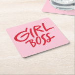 Girl Boss Bold Typography Red & Pink Feminine Square Paper Coaster<br><div class="desc">Add a bold,  feminine touch to your table with this Girl Boss square paper coaster. Featuring vibrant red and pink typography,  it’s a stylish and empowering detail perfect for parties,  workspaces,  or everyday use. A fun way to celebrate confidence and boss-babe energy.</div>