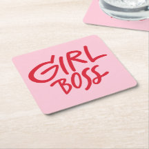 Girl Boss Bold Typography Red & Pink Feminine