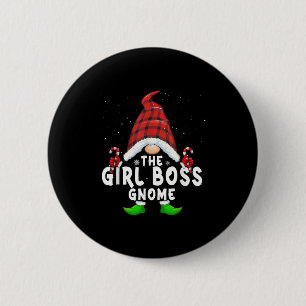 Girl Boss Gnome Buffalo Plaid Matching Family Chri 6 Cm Round Badge