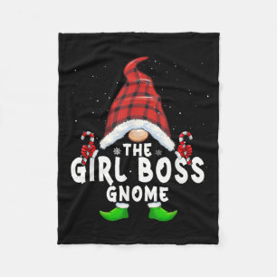 Girl Boss Gnome Buffalo Plaid Matching Family Chri Fleece Blanket