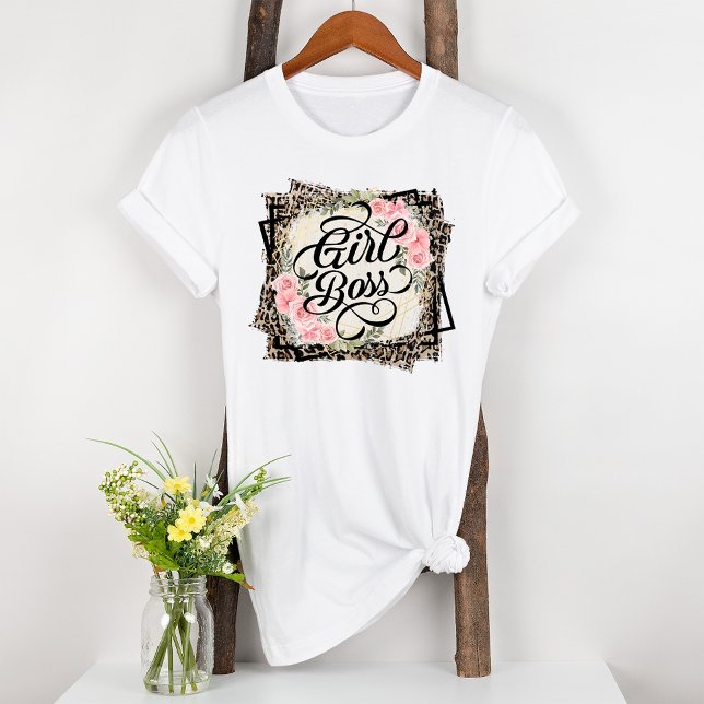 Girl Boss Modern Leapord Print Tri-Blend Shirt (Creator Uploaded)