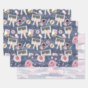 Girl Boss Pattern Wrapping Paper Sheet