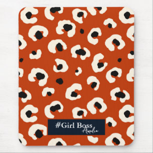 Girl Boss Personalised Bold Leopard Print Mouse Pad