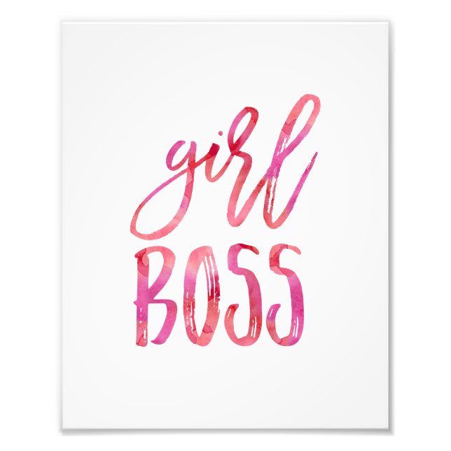 Girl Boss | Pink Watercolor Art Print (Front)