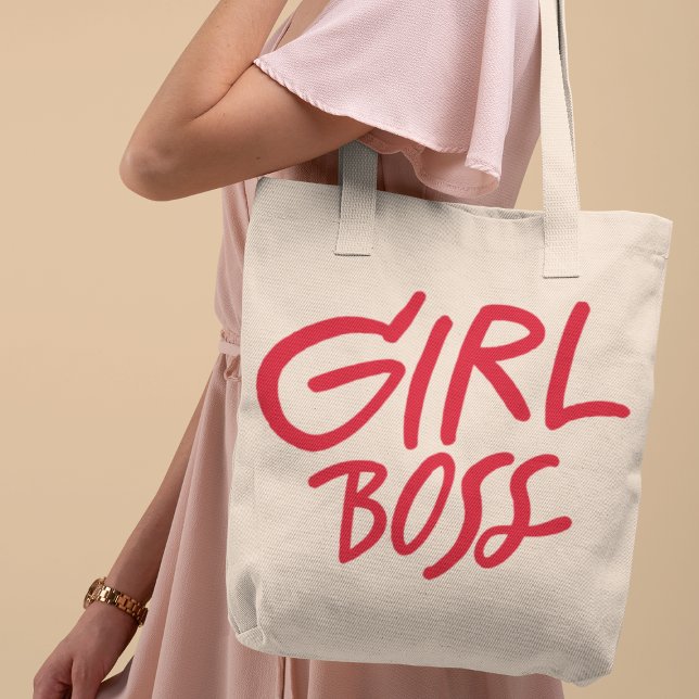 Girl Boss Red Bold Typography Script Feminine Tote Bag (Creator Uploaded)