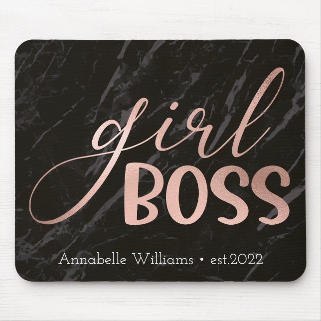 Girl Boss Typography Year Established  Mouse Pad (Front)
