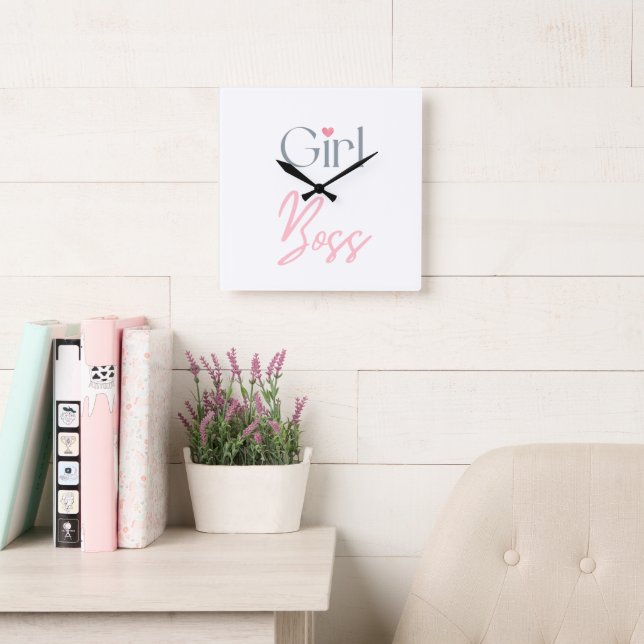 Girl Boss Word Text Round Elegant Wall Clock (Reading Room)