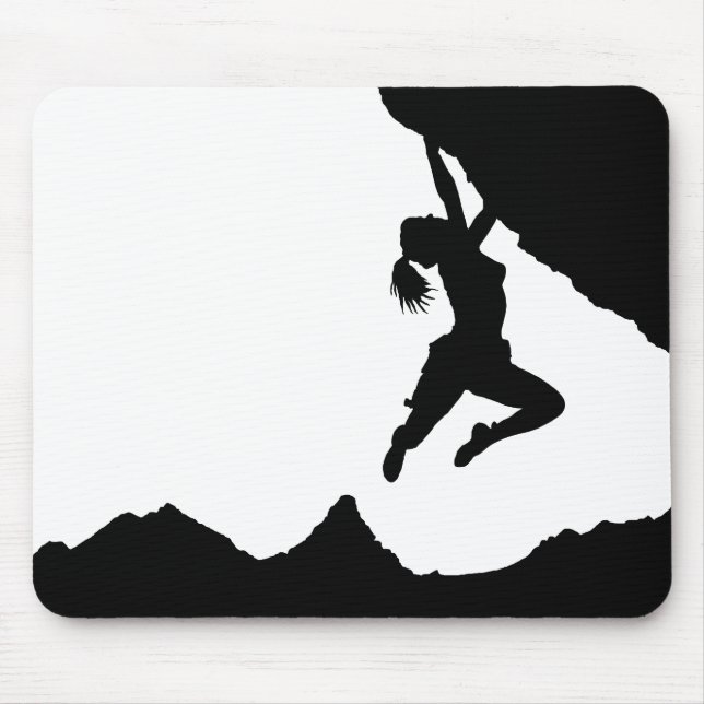 girl boulderer and Matterhorn Mouse Pad (Front)