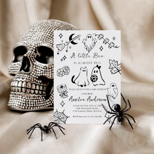 Girl bow Ghost Halloween Little Boo Baby Shower  Invitation