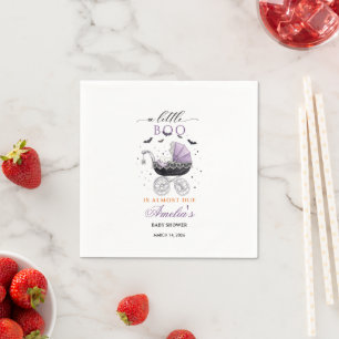 Girl bow Ghost Halloween Little Boo Baby Shower Napkin