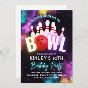 Girl Bowling Party Invitation   Bowling Invitation