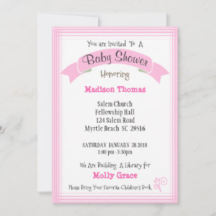 Girl Bring A Book Baby Shower Invitation