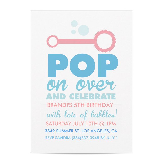 (Girl) Bubble Party Themed Birthday Invite (Creator Uploaded)