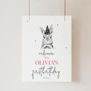 Girl Bunny Rabbit Birthday Party Welcome Sign